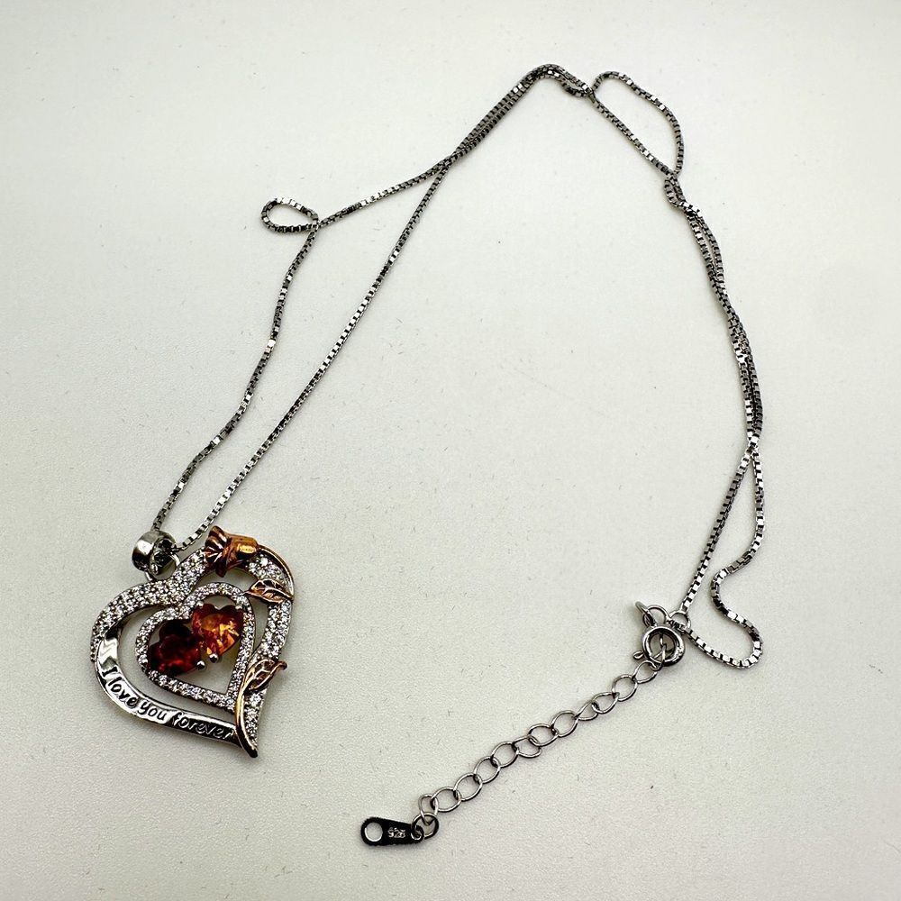 NIB Sterling silver, possibly gold plated, heart necklace with cz diamonds!‎